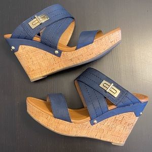 Tommy Hilfiger Dark Blue Cork Wedge